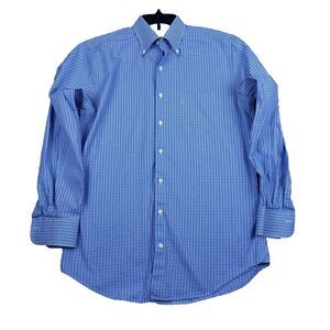 Peter Millar Mens M Button Down Blue Check Shirt Classic Workwear Essential